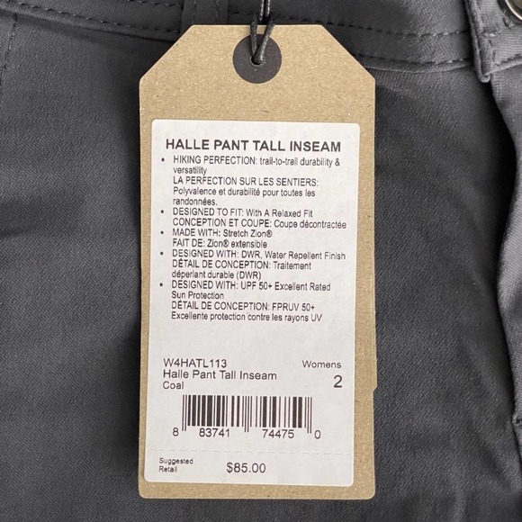 NWT prAna Halle Pant Tall Inseam Coal UPF 50+ Quick-dry 4 - Picture 14 of 16